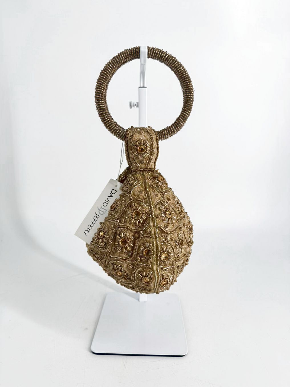 DAVID JEFFERY Gold Beaded Evening Bag NWT