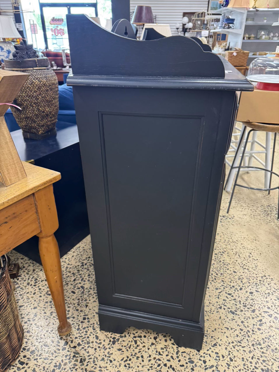 LAURA ASHLEY HOME Black Wood Cabinet w/ Wine Rack