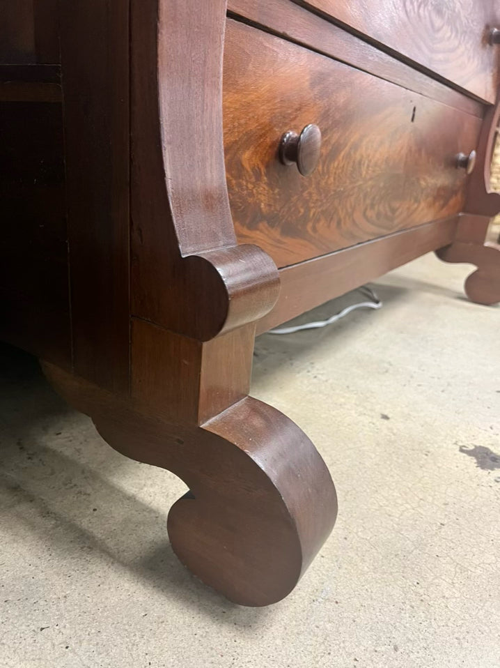 ANTIQUE Wood Empire Chest w/ Mirror