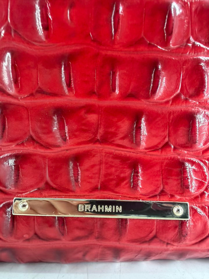 BRAHMIN Marianna Red Crocodile Embossed Melbourne Leather Tote