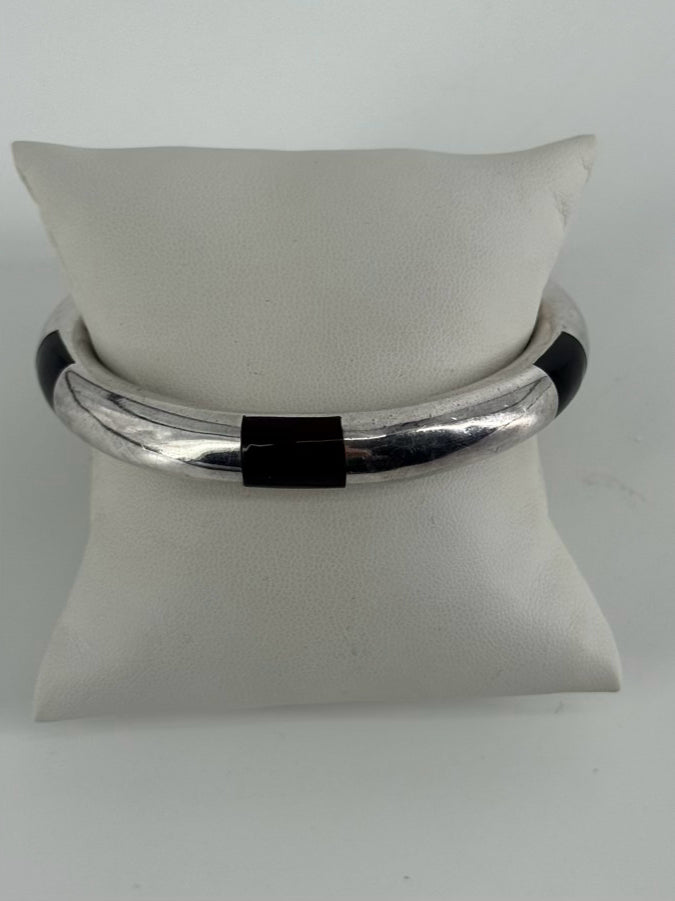 MEXICAN SILVER Onyx Bangle Bracelet