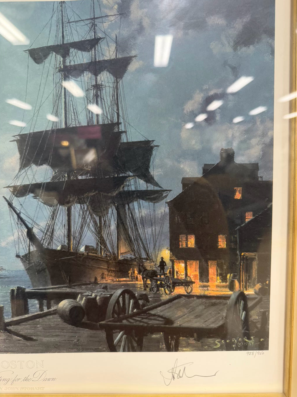 JOHN STOBART Waiting For The Dawn Print In Wood Frame