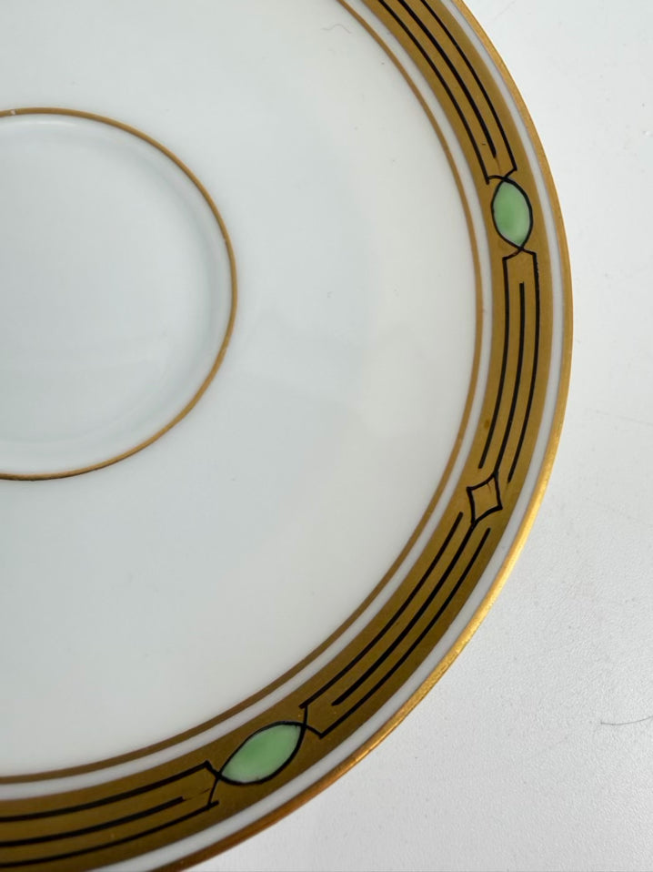RS GERMANY White, Green & Gold Porcelain Coffee Service Setting For 5