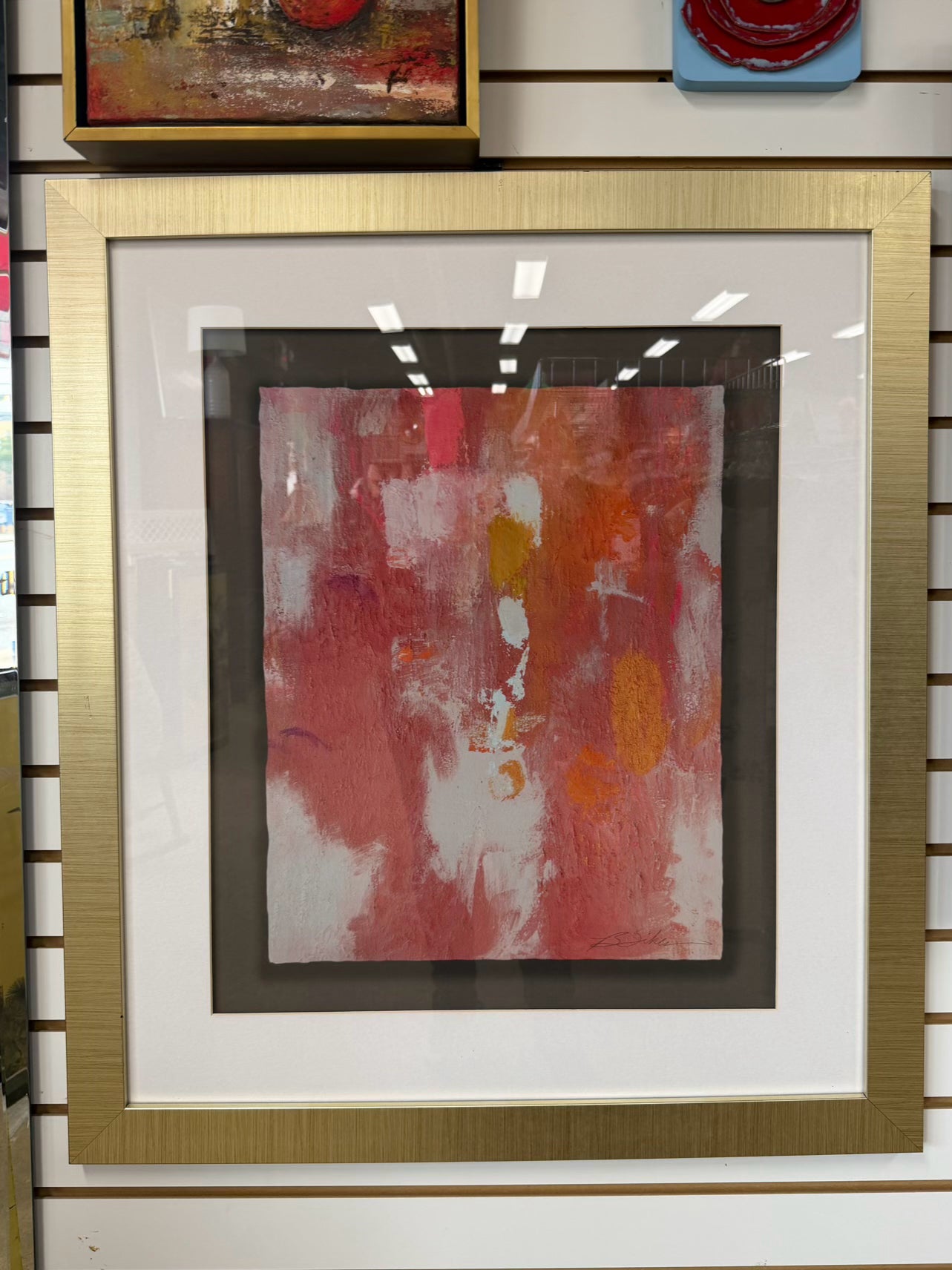 BOBBY SIKES Abstract Poppy Spring Framed Print In Gold Tone Frame