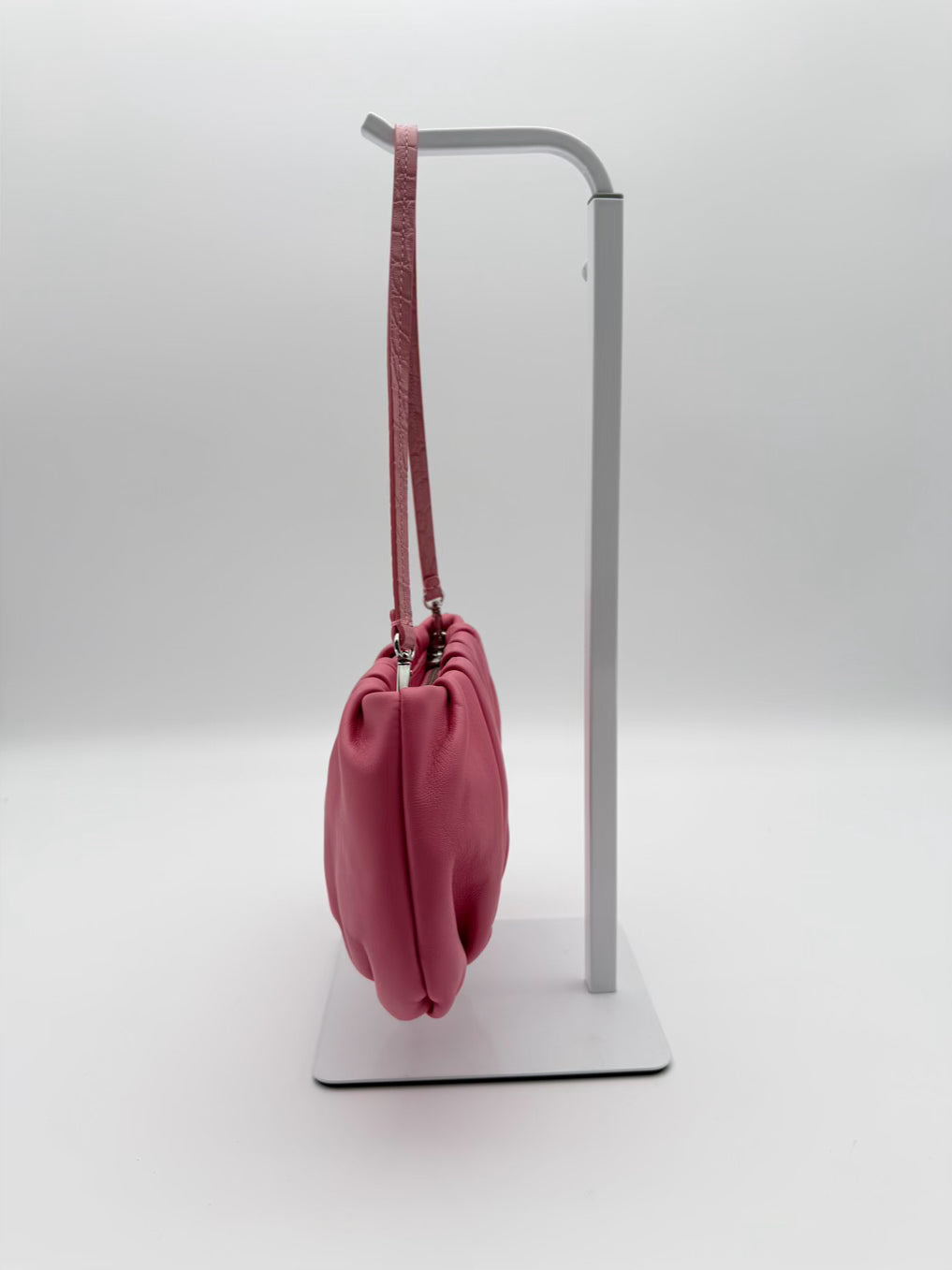STAUD Pink Leather Evening Bag