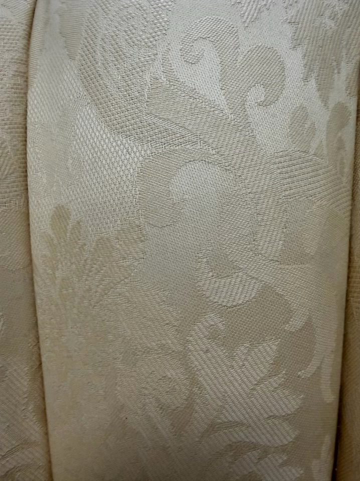 VINTAGE Yellow Damask Fan Back Chair w/ 2 Throw Pillows