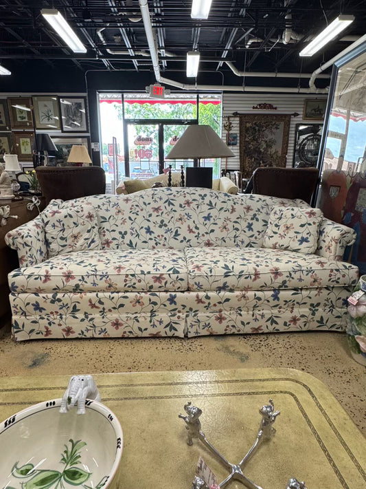 VINTAGE Blue & Pink Floral Chippendale Sofa