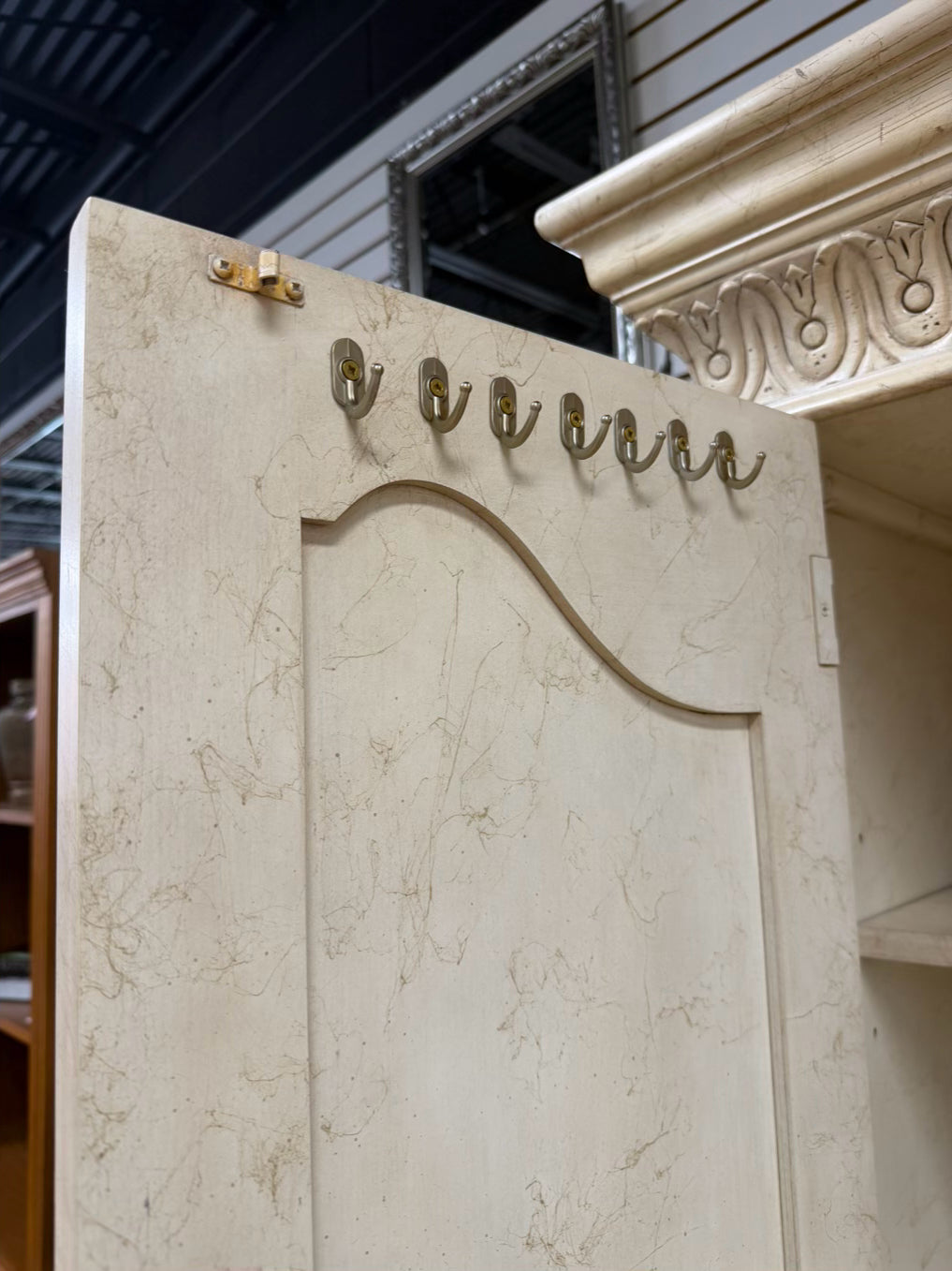 BERNHARDT Cream Wood Central Cabinet Armoire w/ 2 Side Units