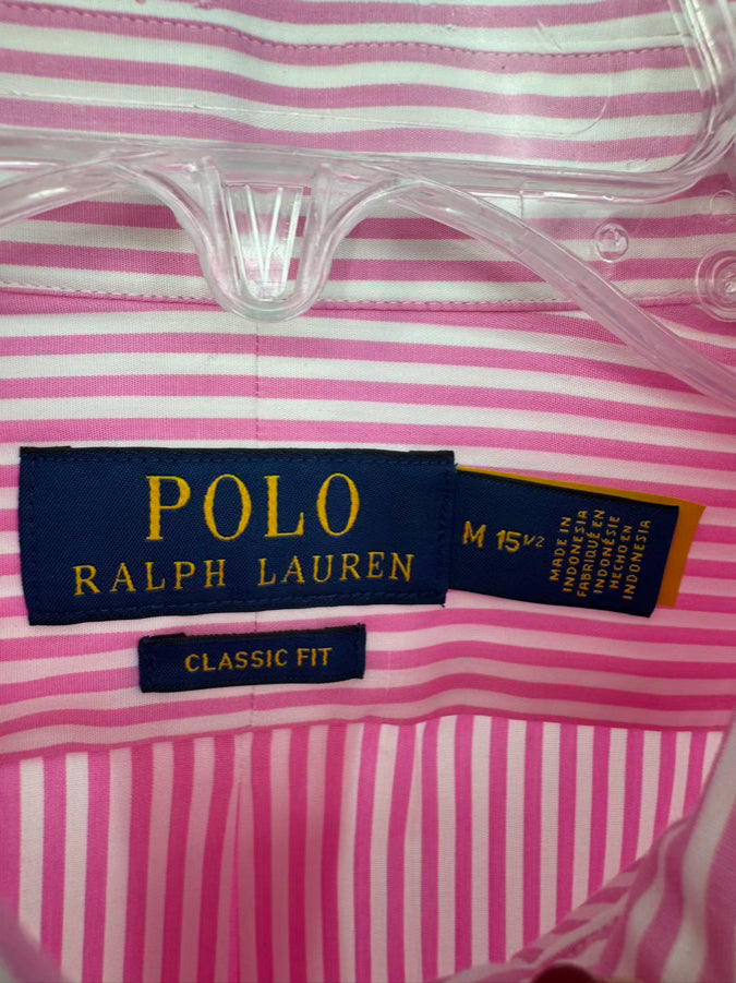 POLO RALPH LAUREN Size M Pink & White Stripe Long Sleeve Shirt NWT