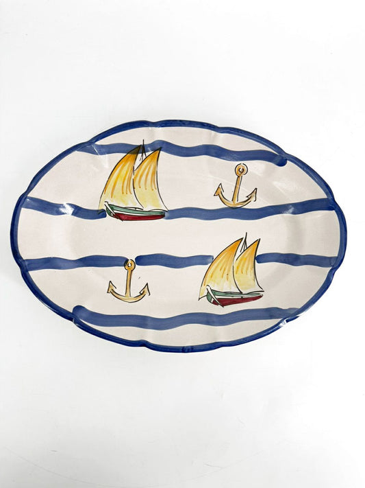 VIETRI Capri Solimene Yellow, Blue & White Pottery Platter