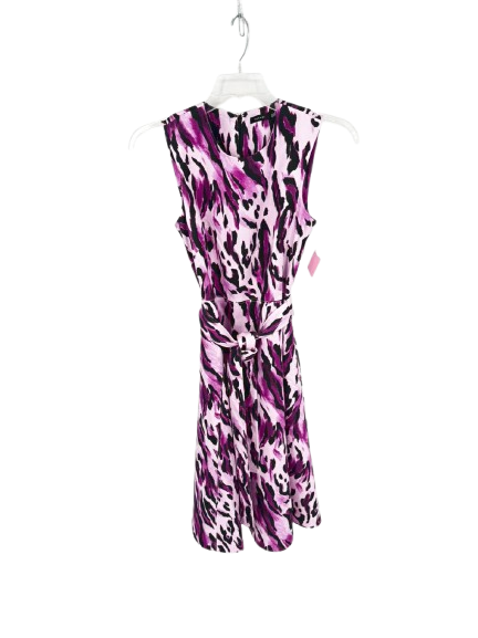 NATORI Wmn's Size 6 Fuschia & Black Belted Midi-Dress NWT