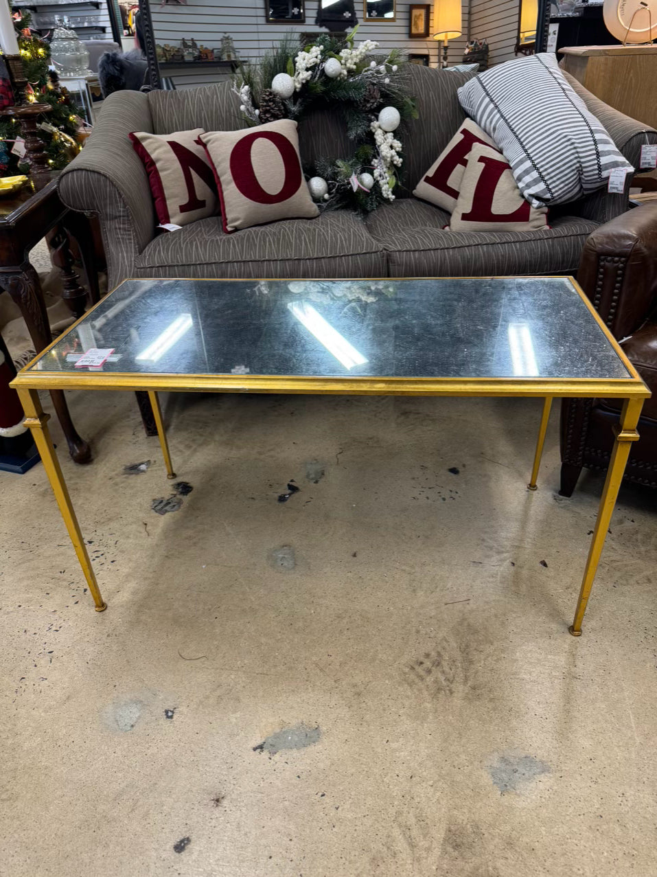 LILLIAN AUGUST Gold Mirror Top Coffee Table