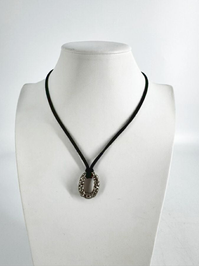 CHARLES KRYPELL STERLING SILVER Pendant Black Cord Necklace