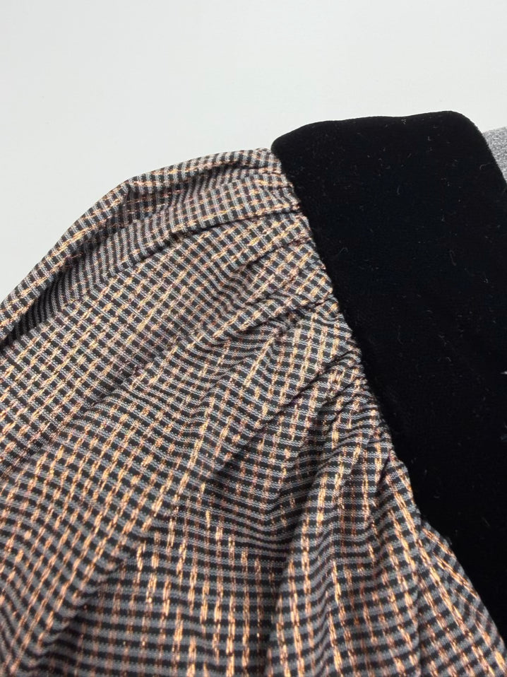 VINTAGE MORTON MYLES FOR THE WARRENS Wmn's Size 10 Black & Rose Gold Velvet Puff Sleeve Cocktail Dress