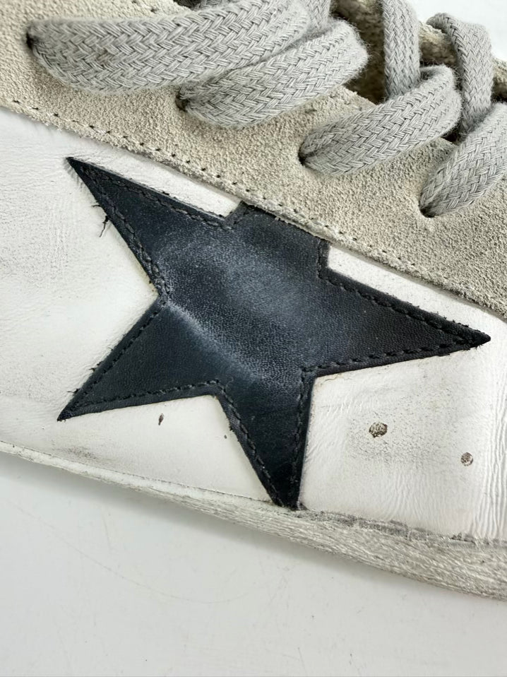 GOLDEN GOOSE Size 46 White & Gray Leather Sneakers