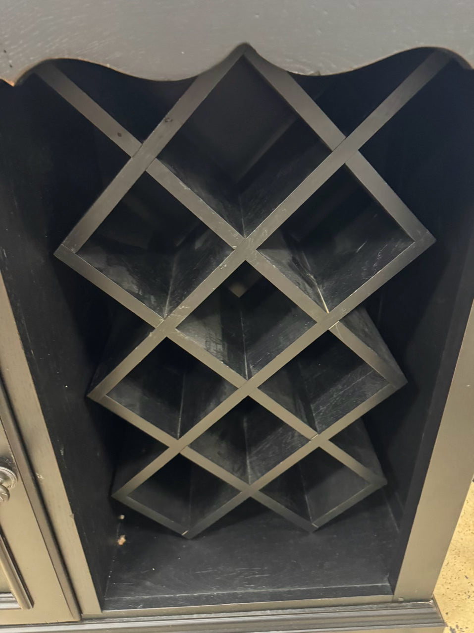 LAURA ASHLEY HOME Black Wood Cabinet w/ Wine Rack