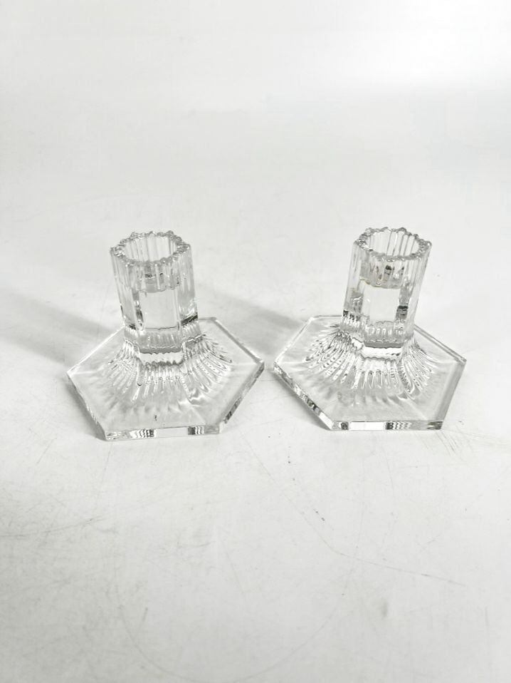 TIFFANY & CO. Clear Crystal Louis Comfort Collection Pair of Candle Sticks