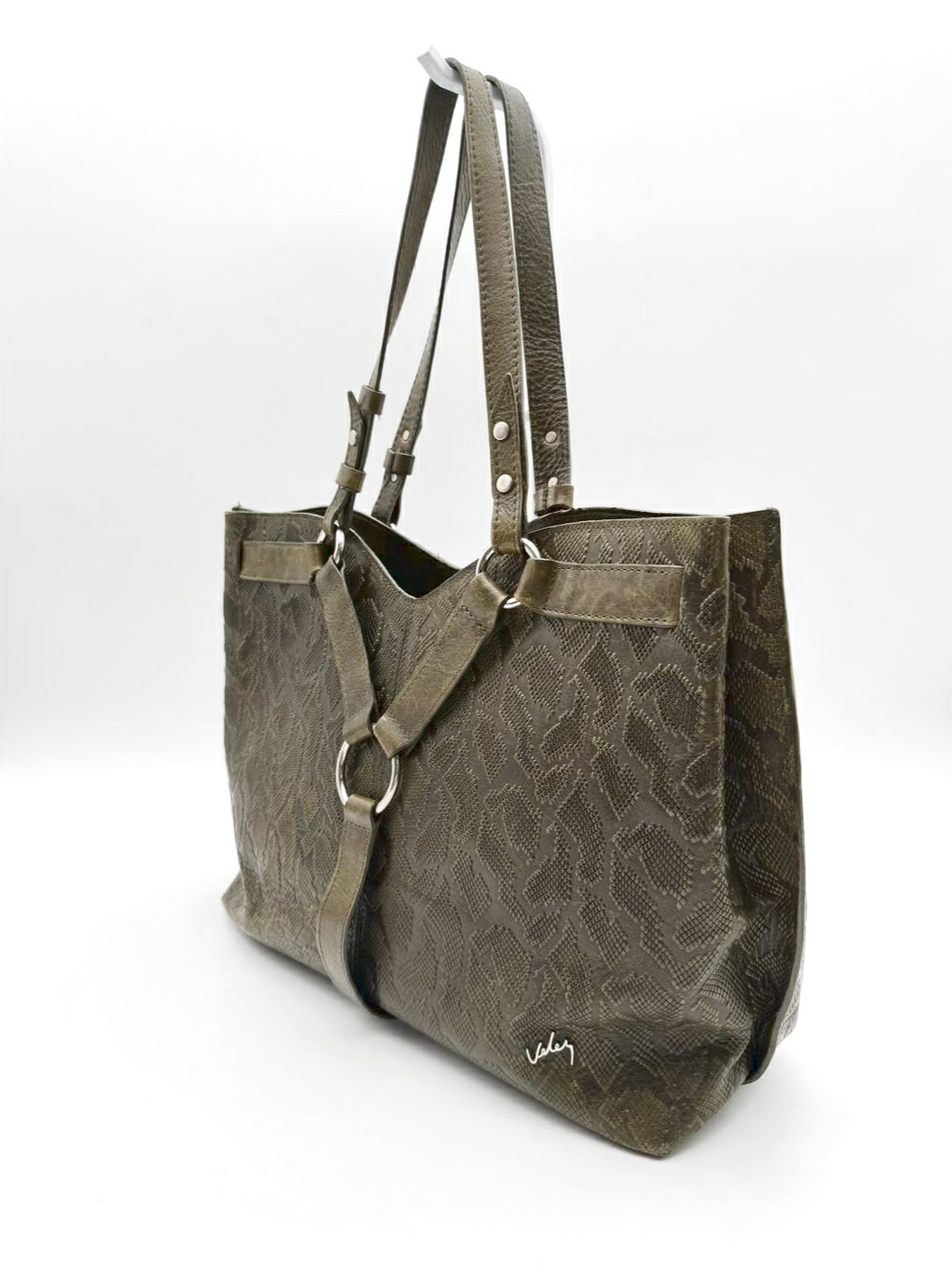 VELEZ Green Leather Embossed Purse