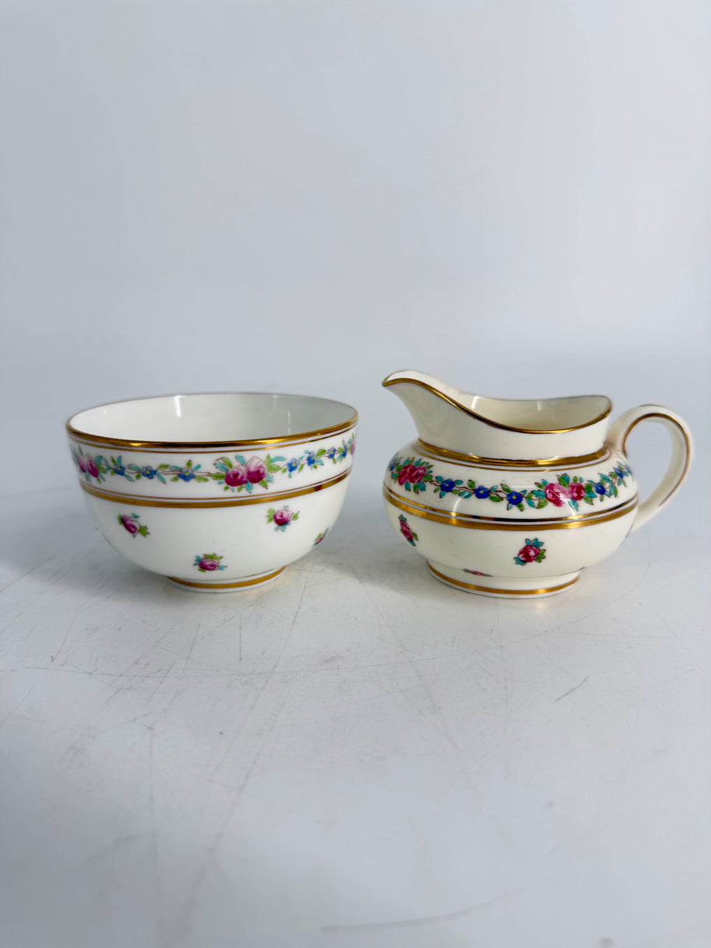 CAULDON White, Pink, Blue & Green China Breakfast Tray Dishware