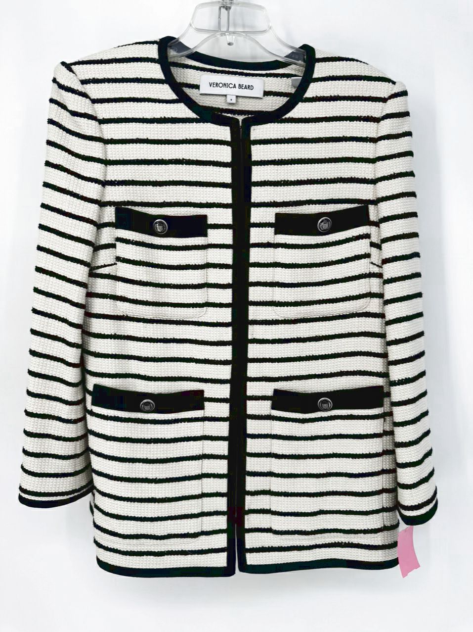 VERONICA BEARD Size 8 Cream & Black Stripe Blazer