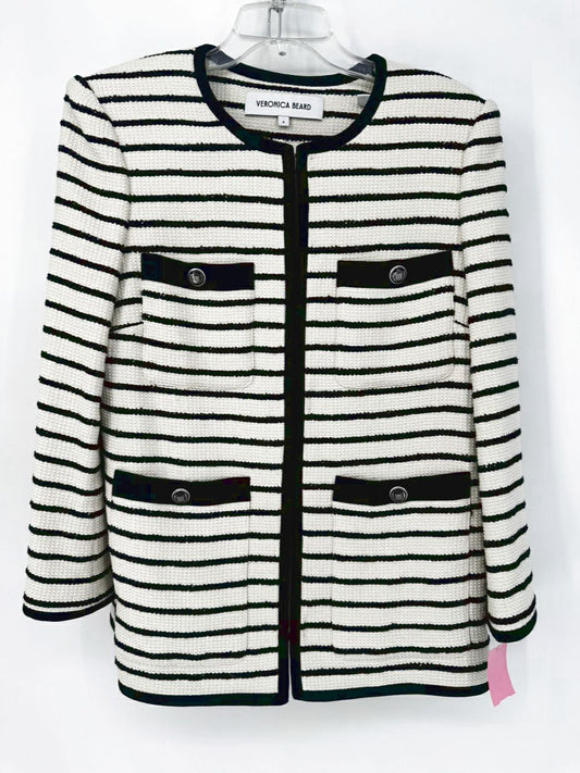 VERONICA BEARD Size 8 Cream & Black Stripe Blazer