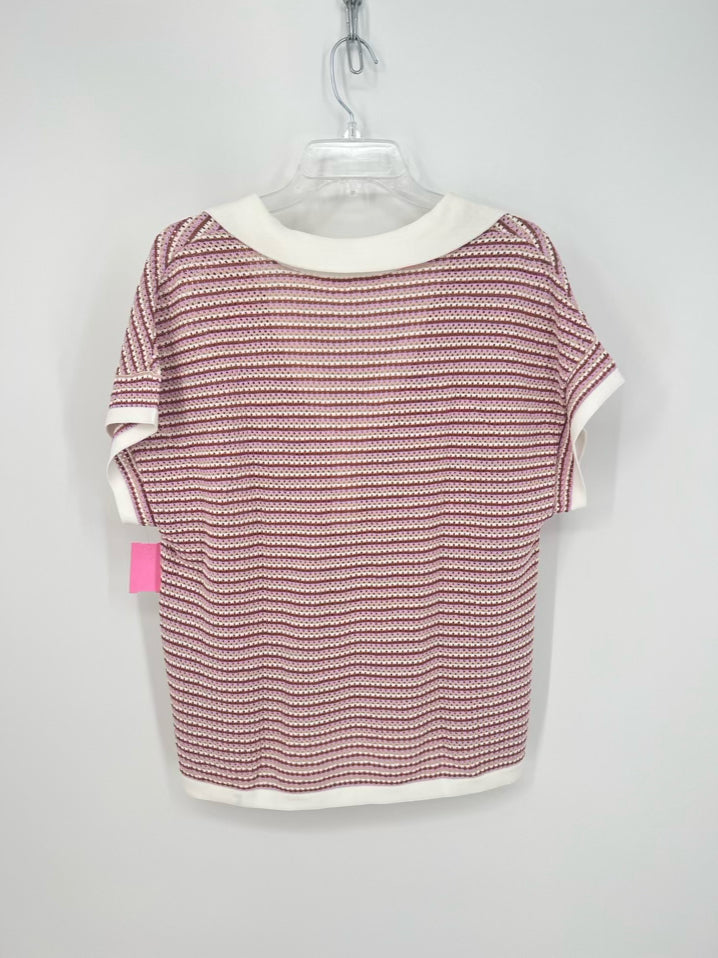MELISSA NEPTON Size M Lavender & Cream Mesh Knit Top