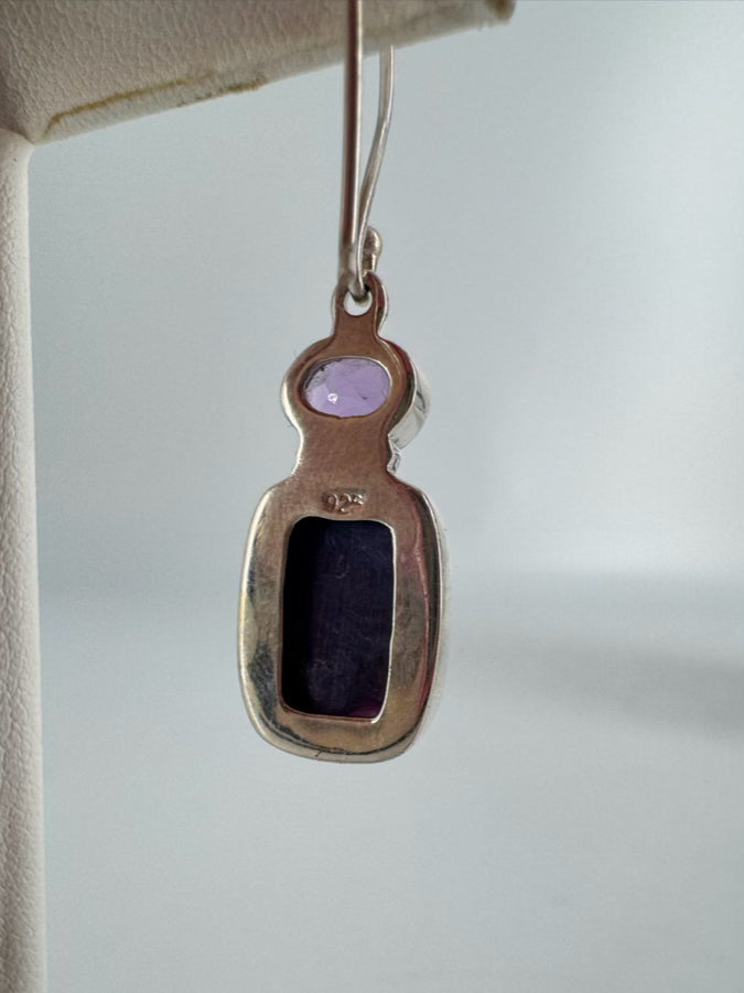 STERLING SILVER & Charoite Dangle Earrings
