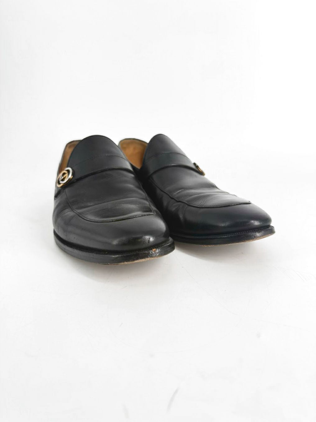 GUCCI Size 7 Black Leather Loafers