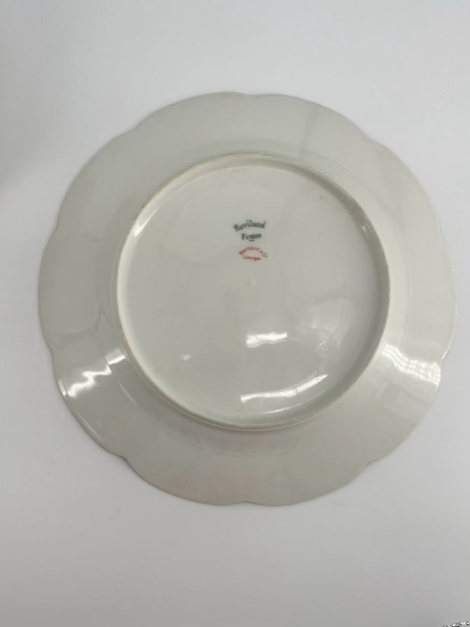 LIMOGES Pink Flowers W/ Gold Trim Set of 6 Plates