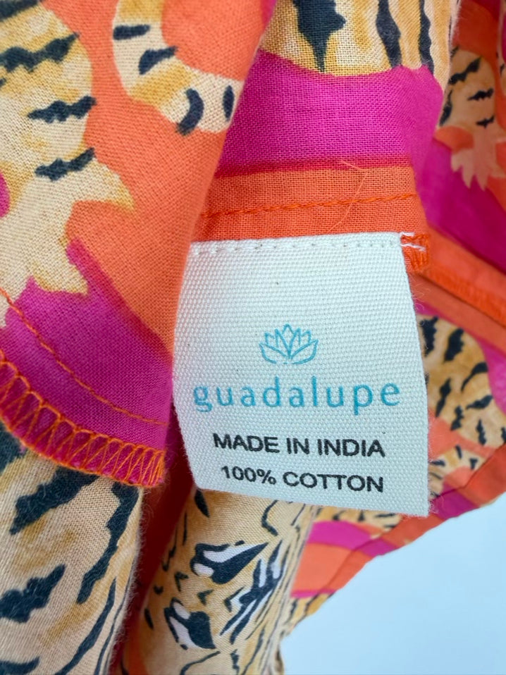 GUADALUPE Size XL Orange & Pink Print Maxi-Dress NWT