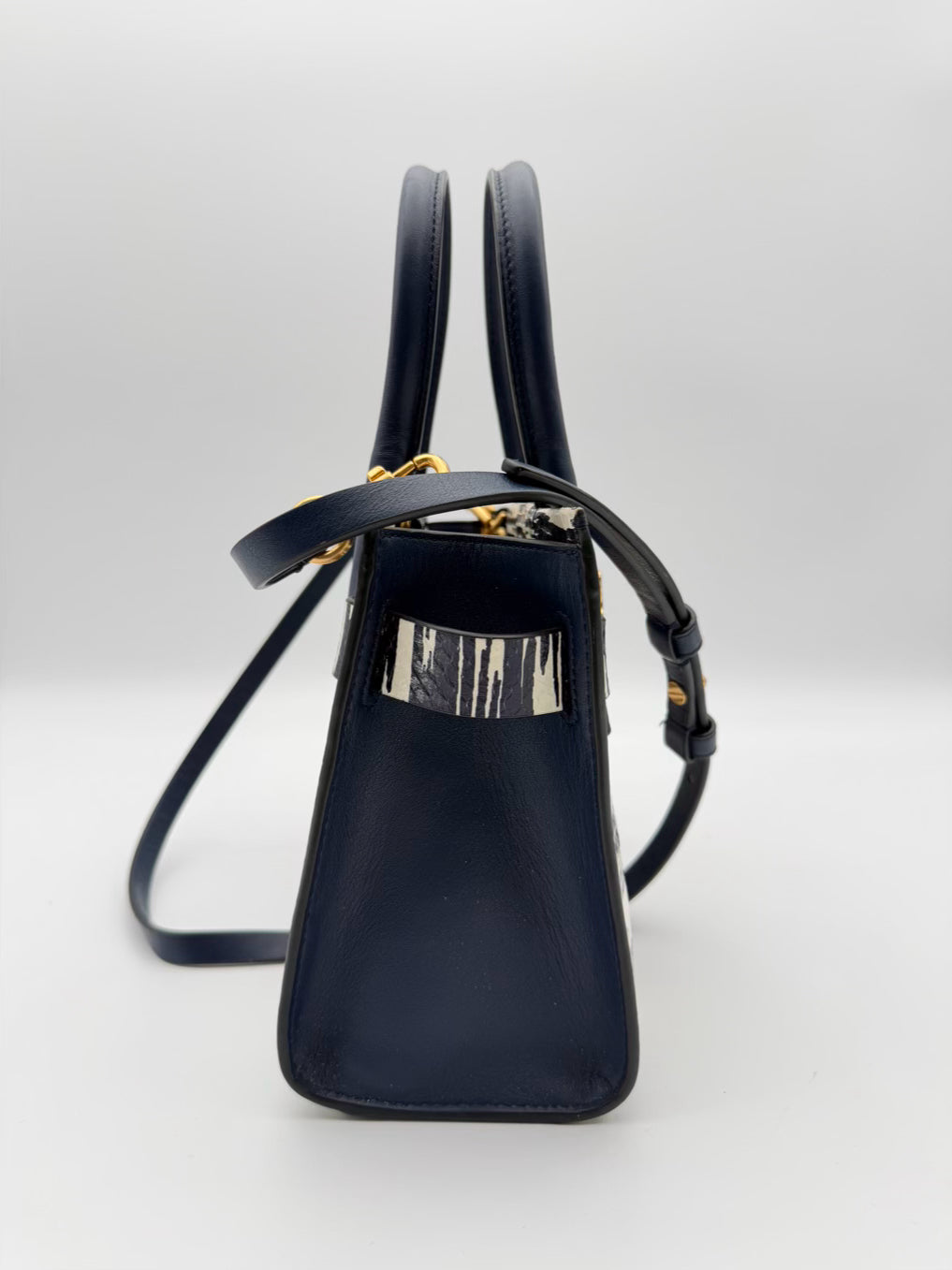 TORY BURCH Gemini Link Blue & White Snakeskin Tote