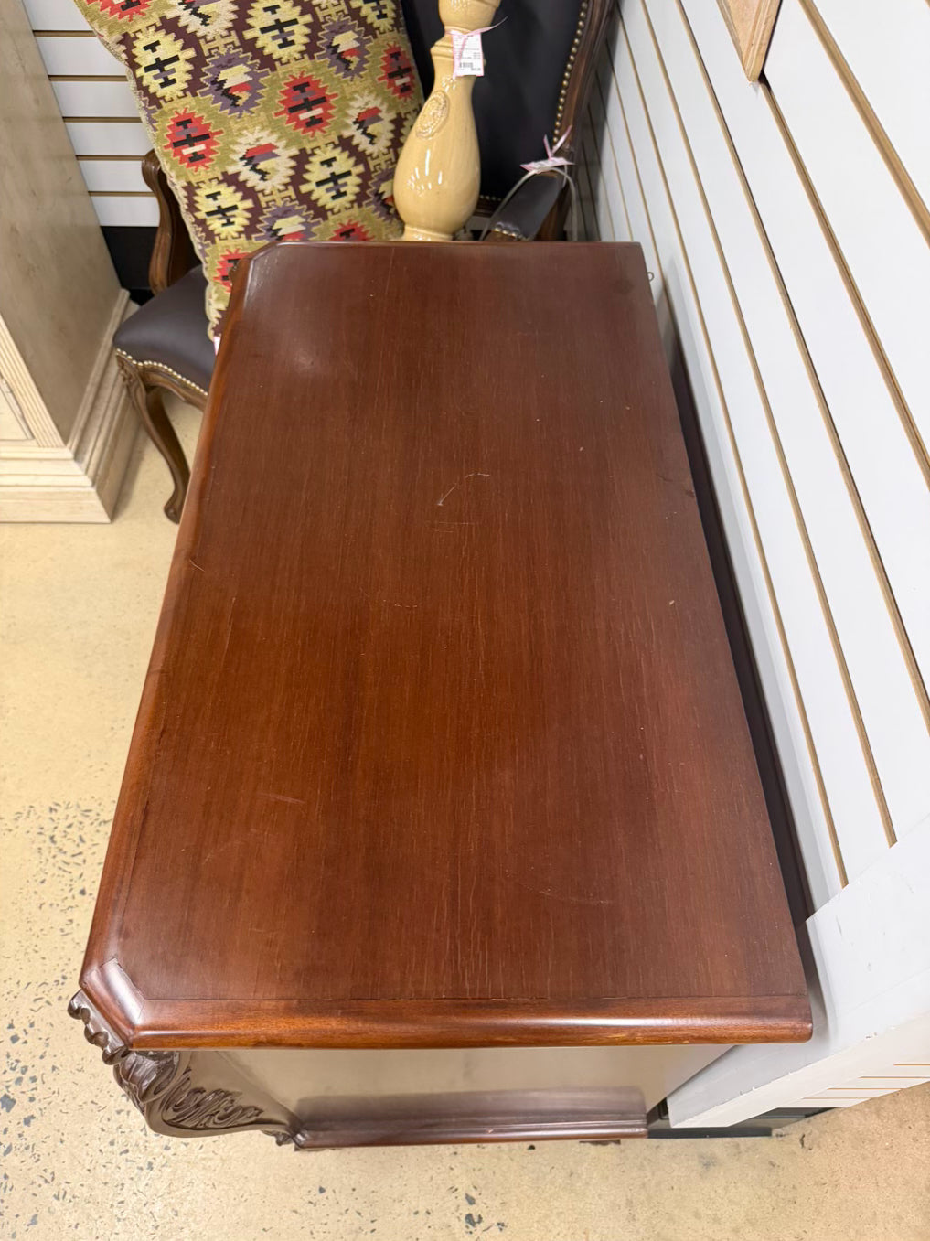 Ornate Dark Brown Wood 3 Drawer Chest