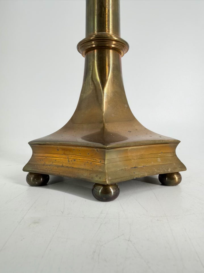 VINTAGE Brass Candlestick Table Lamp w/s Sunburst Reflector