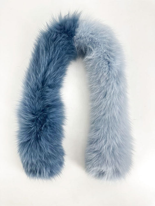 CHARLOTTE SIMONE Blue Two-Tone Fox Fur Dress Scarf