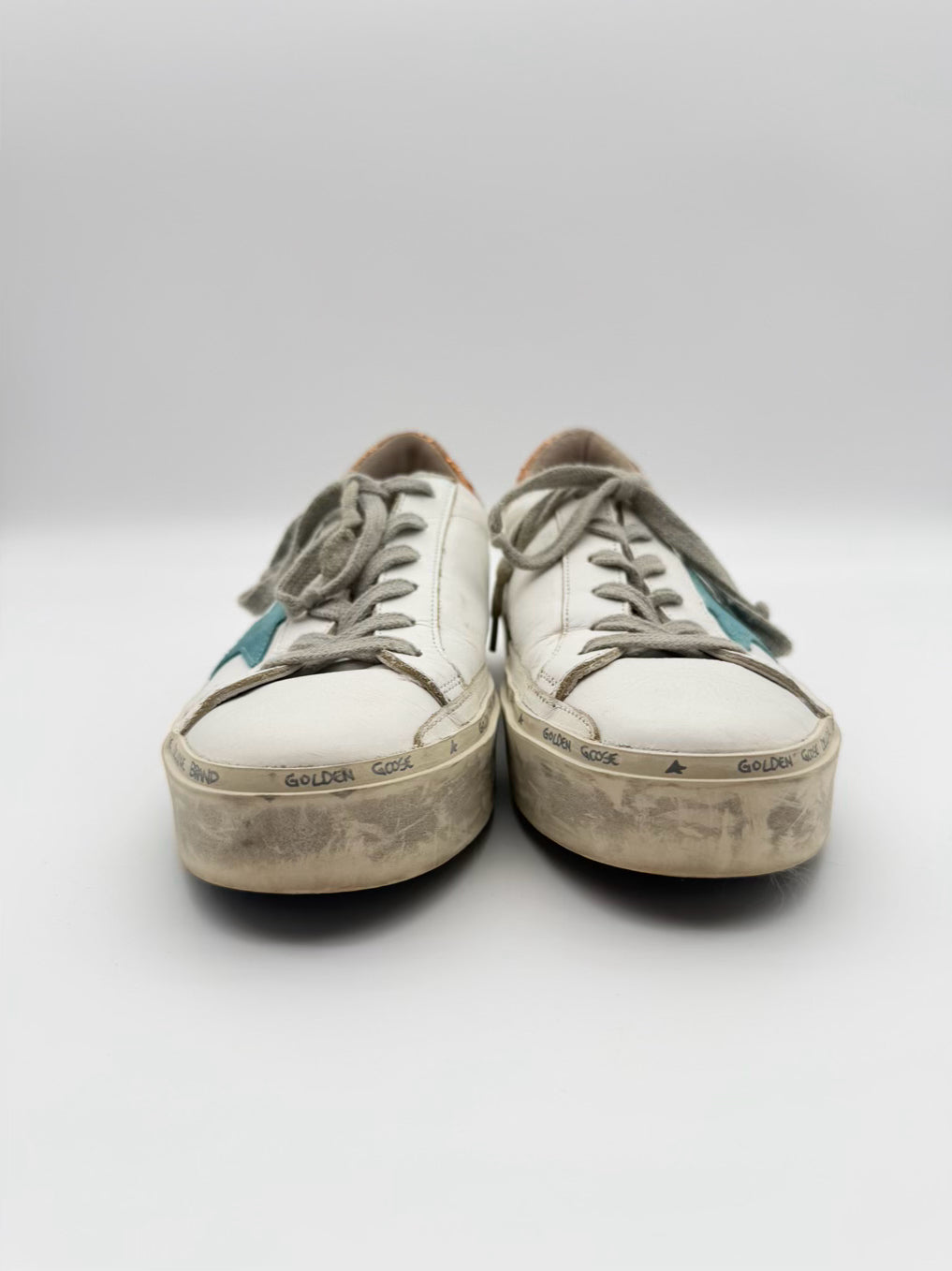 GOLDEN GOOSE Size 38 White & Bronze Textile Sneakers
