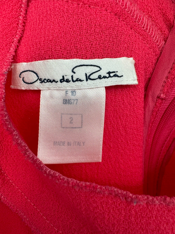 OSCAR DE LA RENTA Size S Coral Print Sleeveless Dress
