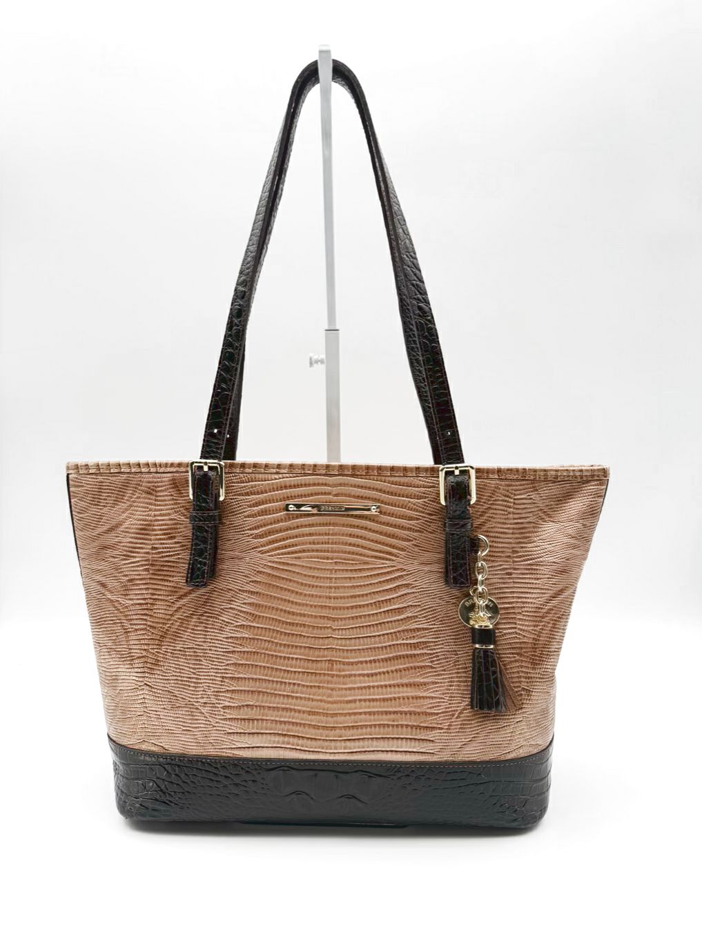 BRAHMIN Asher Medium Almond Leather Crocodile Purse