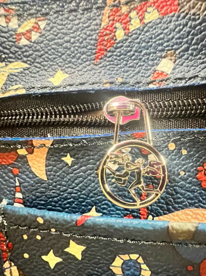 PIERO GUIDI Blue & Red Leather Circus Print Purse