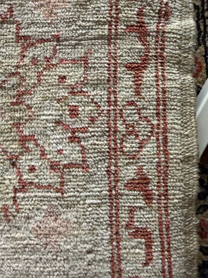 TURKISH Cream & Salmon Handmade Oushak Wool Area Rug