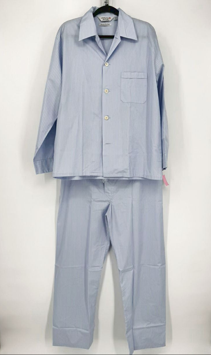 DEREK ROSE Size L Blue Stripe Pajamas