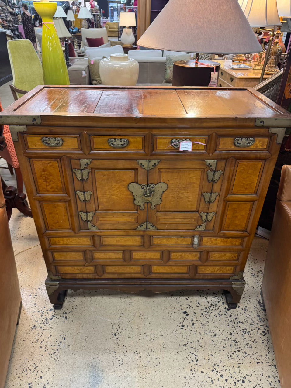 Wood & Brass Butterfly Detail Cabinet