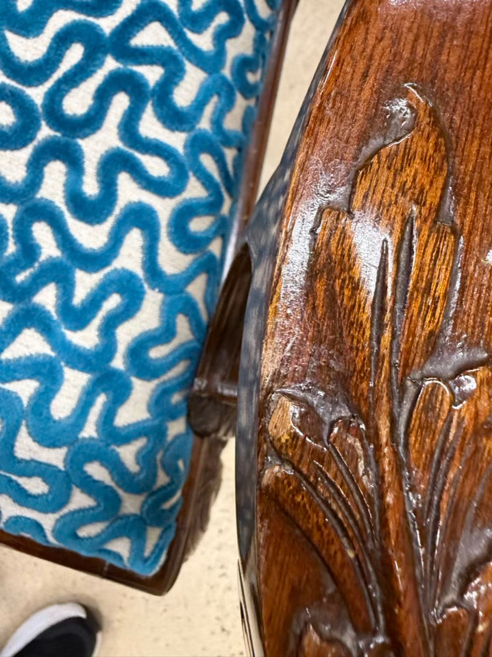 Queen Ann Wood Arm Chair w/ Ball & Claw Feet
