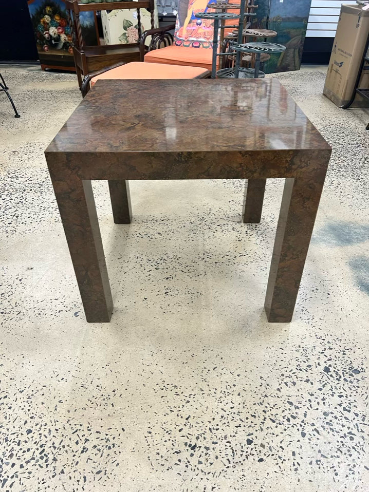 Brown Parsons Copper Look Occasional Table