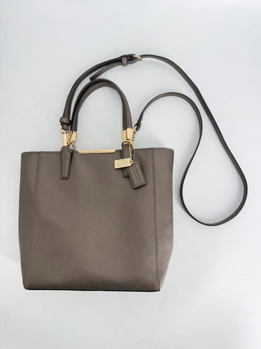 COACH Madison Metallic Bronze Saffiano Leather Mini Tote