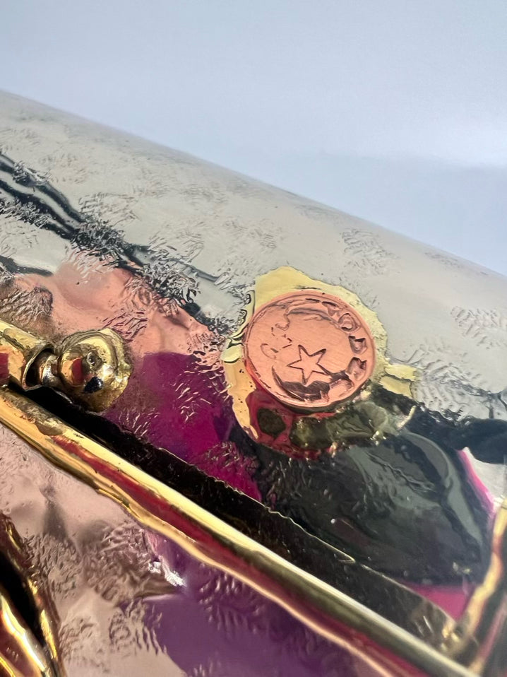 Copper Gold Tone Heart Detail Evening Bag