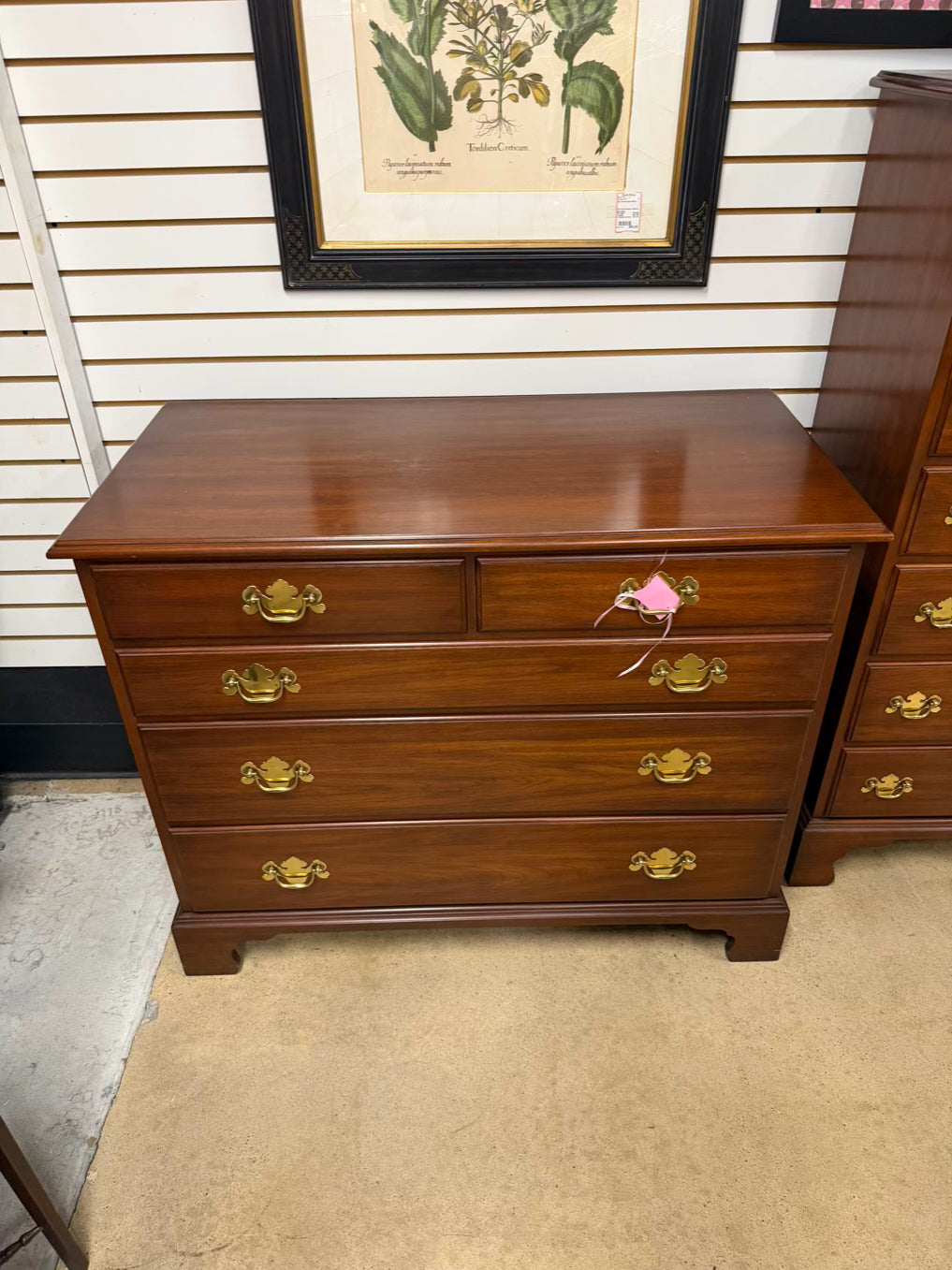 VIRGINIA GALLERIES Henkle Harris Wild Black Cherry Brown 5 Drawer Chest
