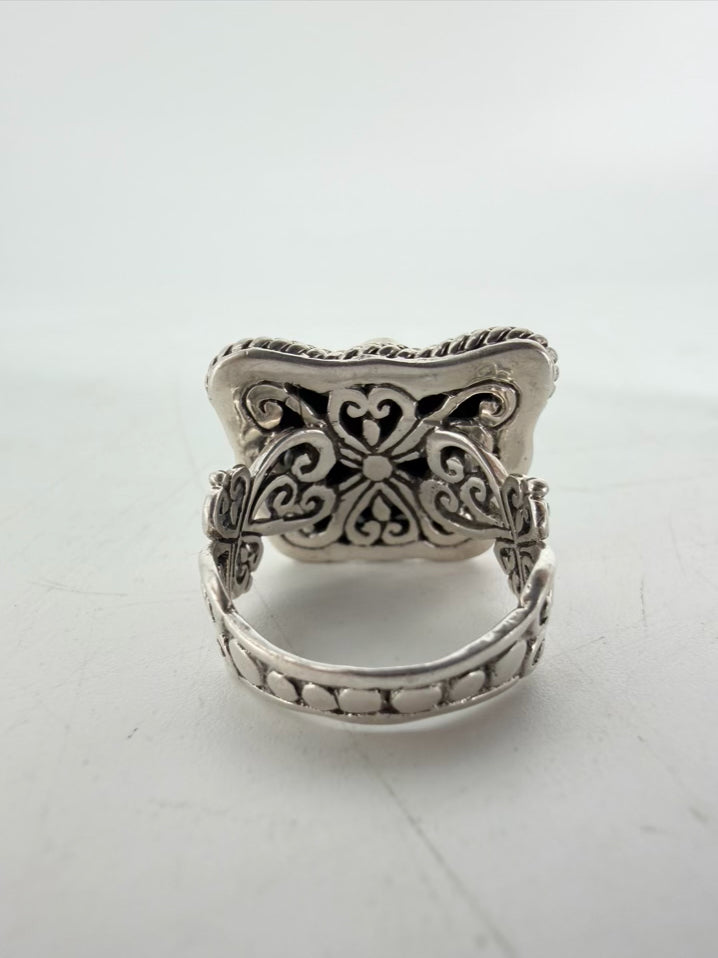 SARDA BALI STERLING SILVER Blue & Green Glass look Butterfly Ring