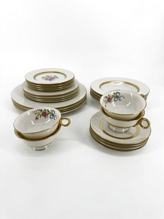 THEODORE HAVILAND Pink & Gold Kenmore China Set for 4