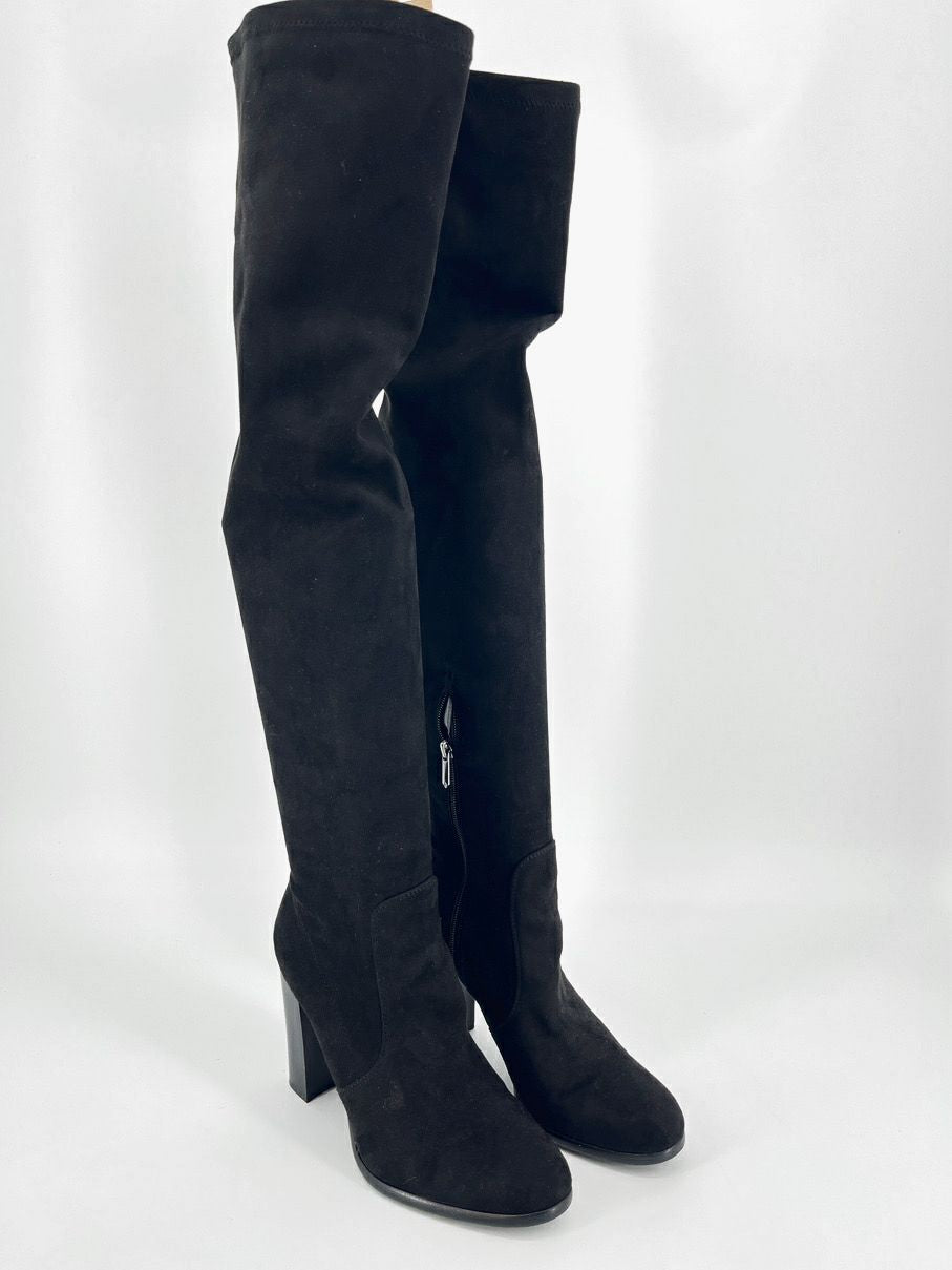 SAM EDELMAN Size 10 Black Suede Over the Knee Boots