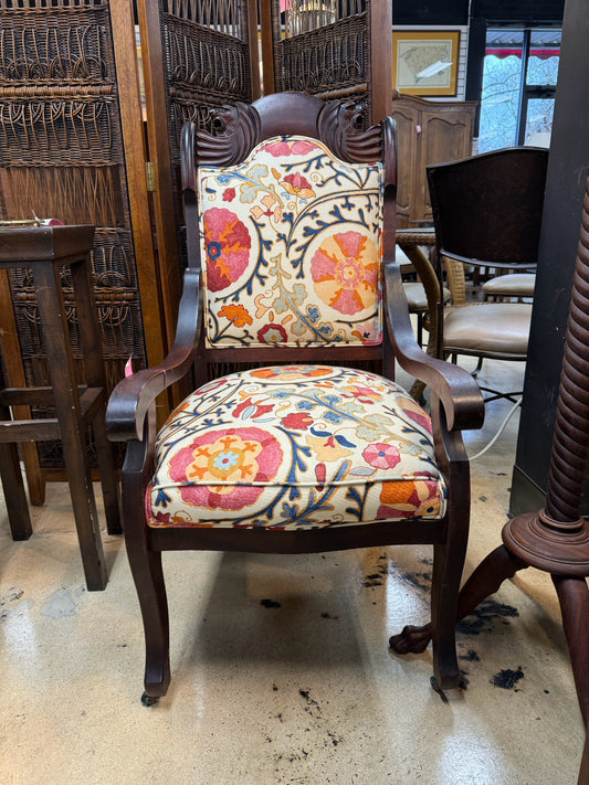 ANTIQUE Wood Upholstered Chair